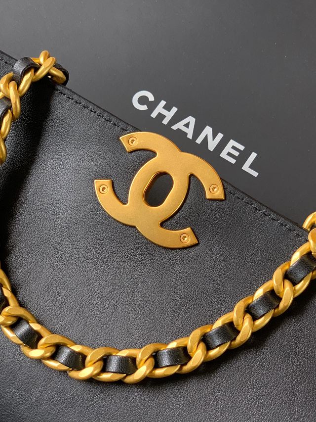 CC original calfskin medium top handle flap bag AS5467 black