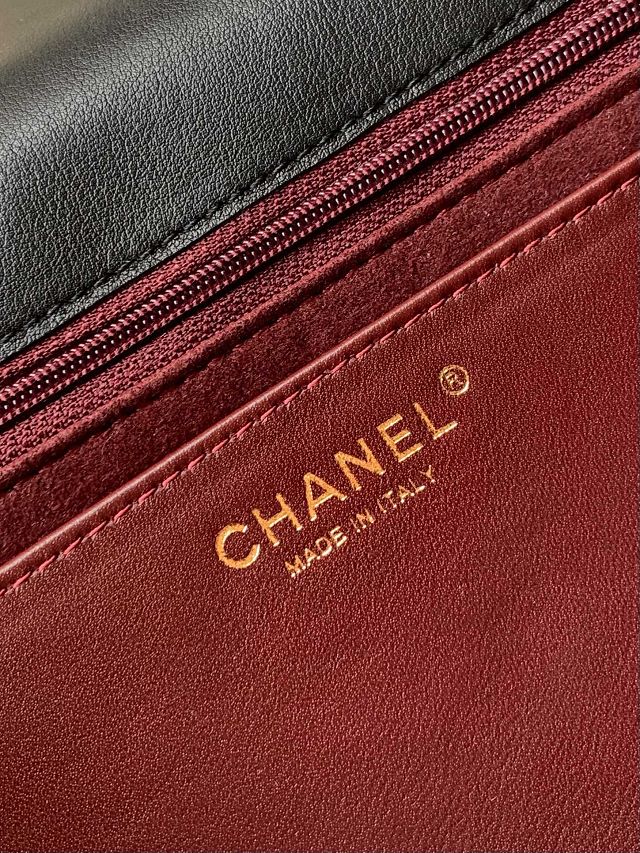 CC original calfskin medium top handle flap bag AS5467 black