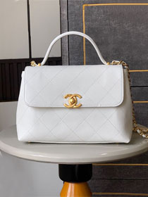 CC original calfskin medium top handle flap bag AS5467 white