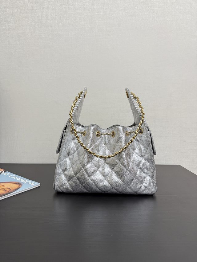 CC original grained calfskin 25 small handbag AS5293 silver