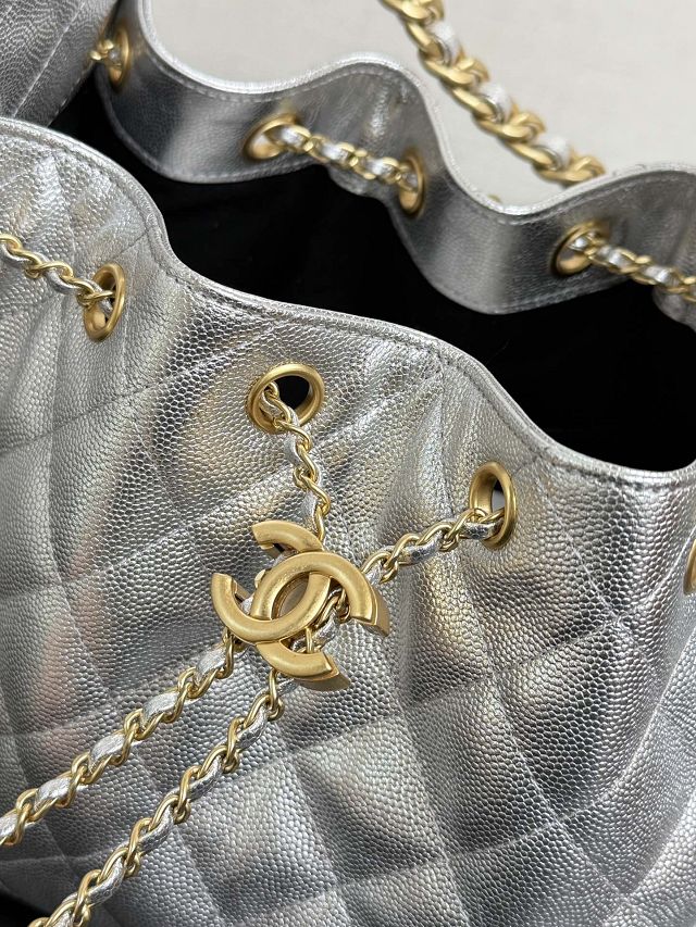 CC original grained calfskin 25 small handbag AS5293 silver