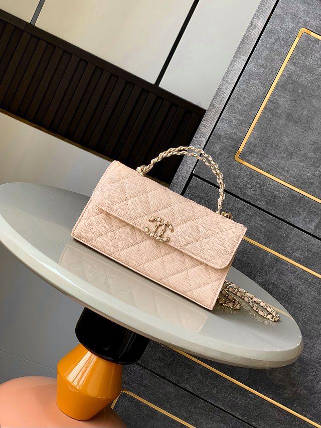 CC original grained calfskin flap phone holder AP3238 beige