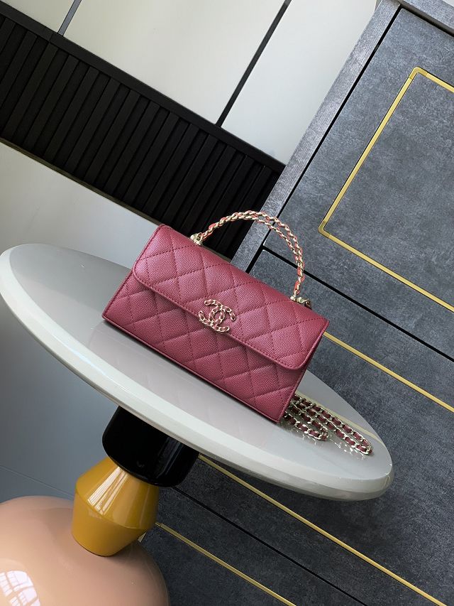 CC original grained calfskin flap phone holder AP3238 bordeaux