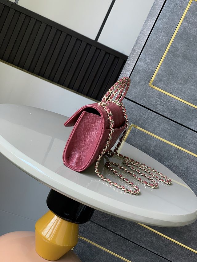 CC original grained calfskin flap phone holder AP3238 bordeaux