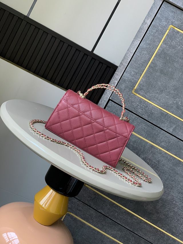 CC original grained calfskin flap phone holder AP3238 bordeaux