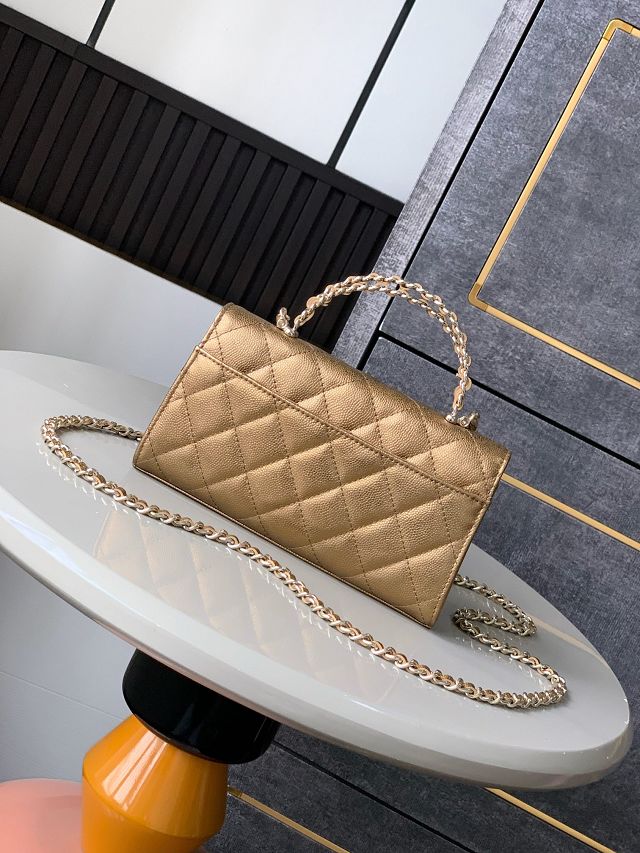 CC original grained calfskin flap phone holder AP3238 gold