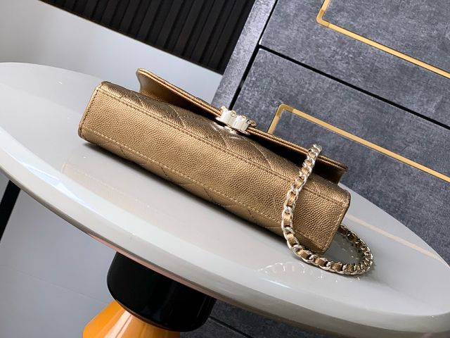 CC original grained calfskin flap phone holder AP3238 gold