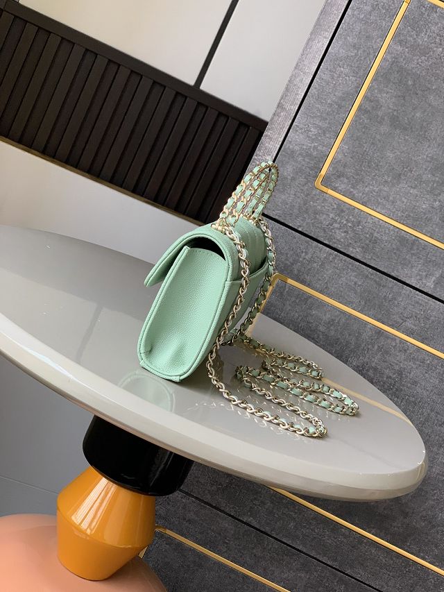 CC original grained calfskin flap phone holder AP3238 green