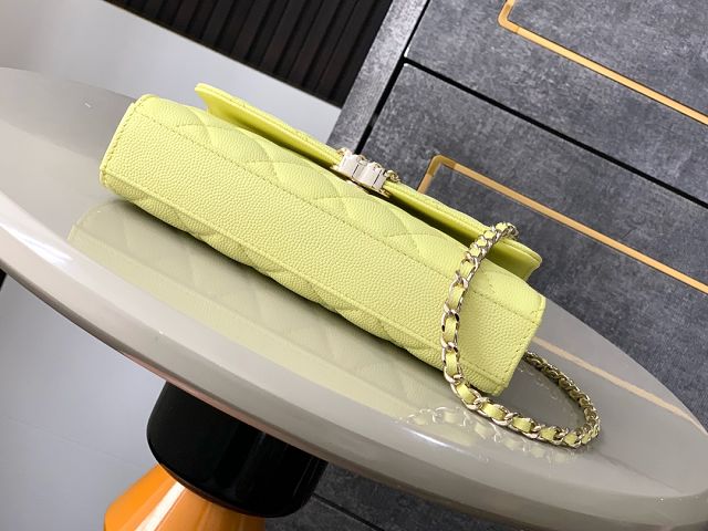 CC original grained calfskin flap phone holder AP3238 lemon yellow