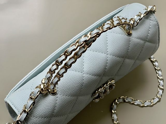 CC original grained calfskin flap phone holder AP3238 light blue