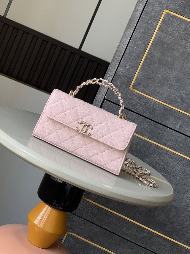 CC original grained calfskin flap phone holder AP3238 pink