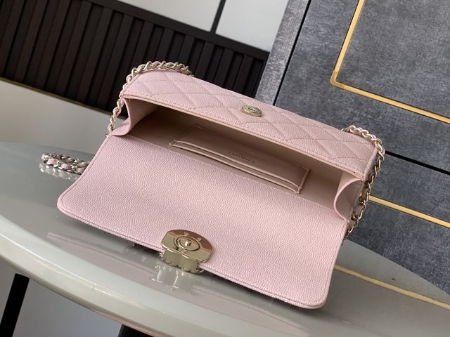 CC original grained calfskin flap phone holder AP3238 pink