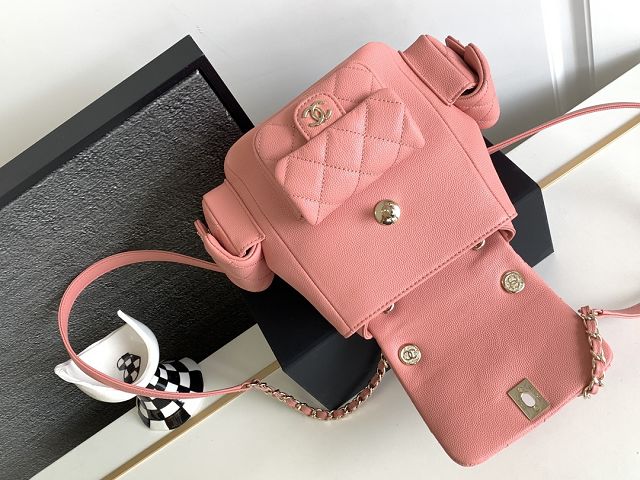 CC original grained calfskin small backpack AS3787 pink