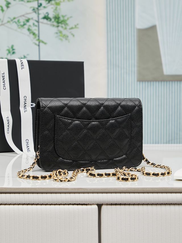 CC original grained calfskin wallet on chain AP4241 black