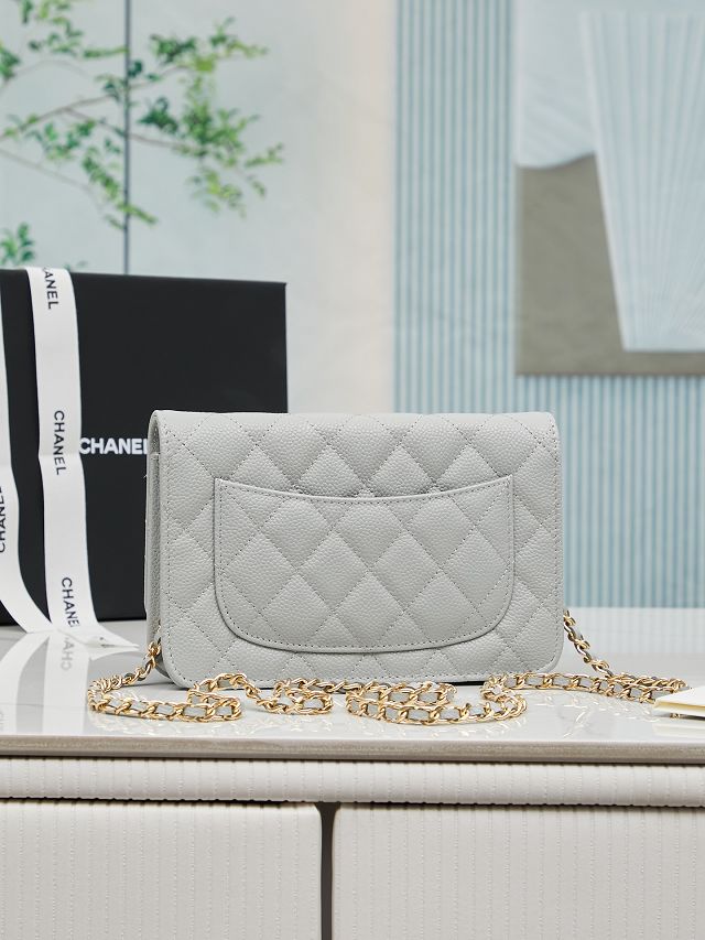 CC original grained calfskin wallet on chain AP4241 grey