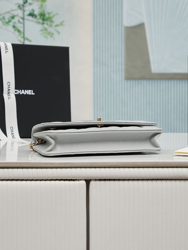 CC original grained calfskin wallet on chain AP4241 grey