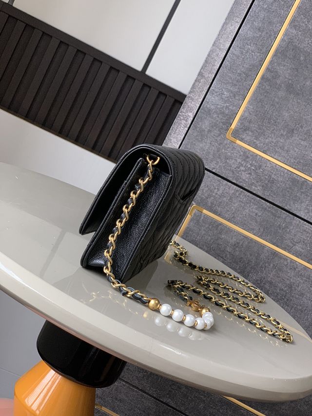 CC original grained calfskin wallet on chain AP4584 black