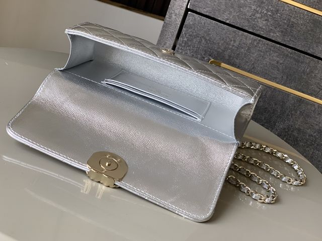 CC original lambskin flap phone holder AP3238 silver