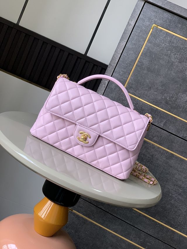 CC original lambskin medium top handle flap bag AS5356 pink