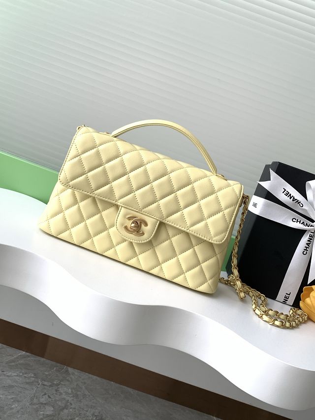 CC original lambskin medium top handle flap bag AS5356 yellow