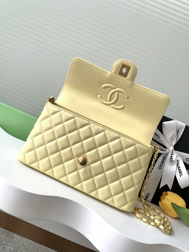 CC original lambskin medium top handle flap bag AS5356 yellow