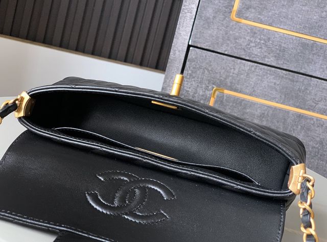 CC original lambskin mini top handle flap bag AS5354 black