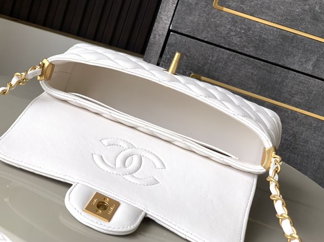 CC original lambskin mini top handle flap bag AS5354 white