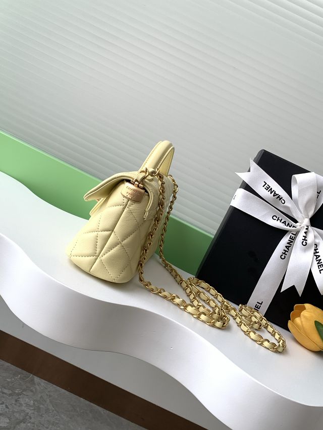 CC original lambskin mini top handle flap bag AS5354 yellow