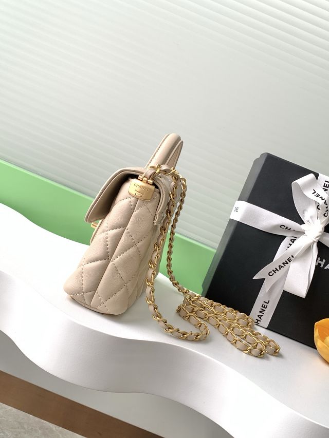 CC original lambskin small top handle flap bag AS5355 beige