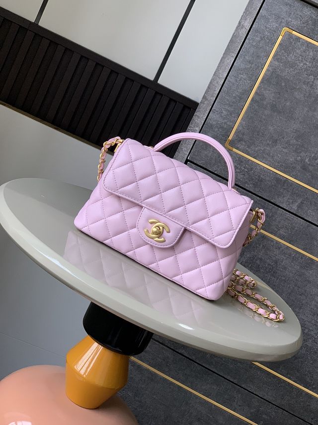 CC original lambskin small top handle flap bag AS5355 pink