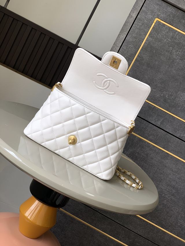 CC original lambskin small top handle flap bag AS5355 white