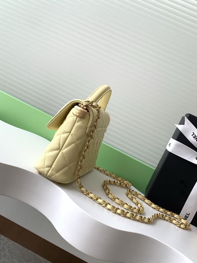 CC original lambskin small top handle flap bag AS5355 yellow