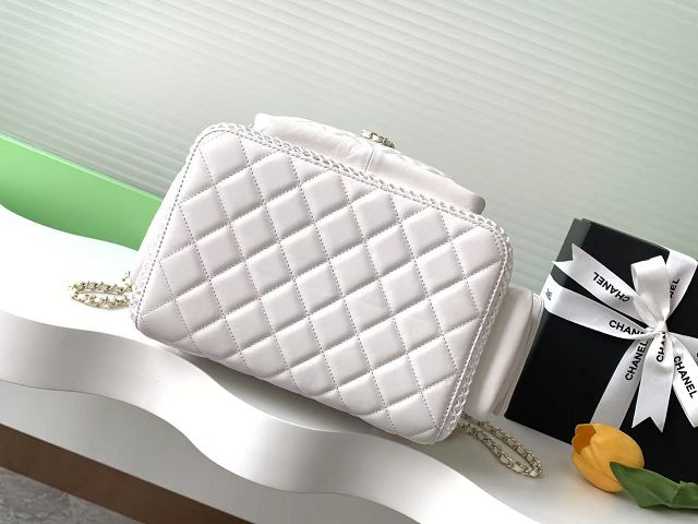 CC original mesh&lambskin large backpack AS5492 white