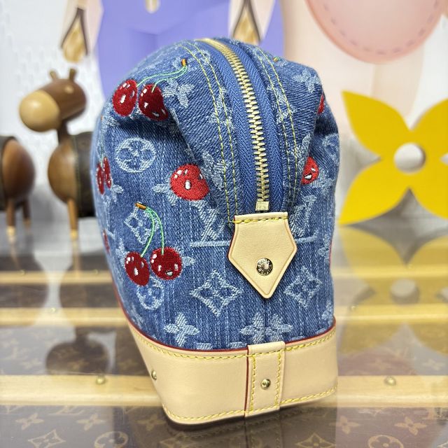 Louis vuitton original denim cosmetic pouch GM M13893 blue