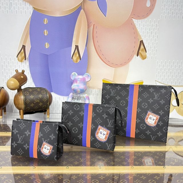 Louis vuitton original monogram eclipse trio toilet pouch P01957