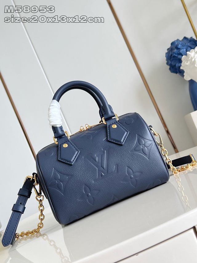 Louis vuitton original calfskin speedy 20 M58953 navy blue