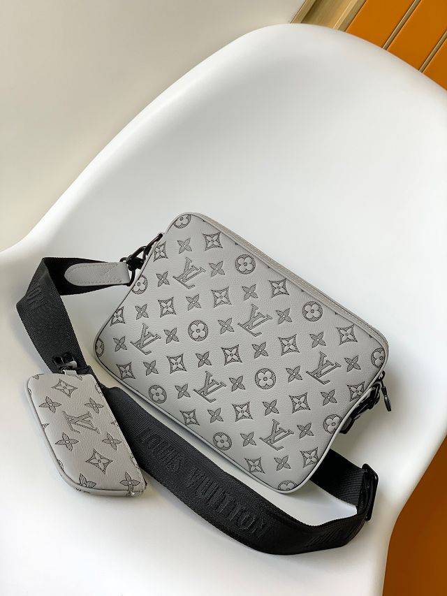 Louis vuitton original calfskin trio messenger bag M46603 grey