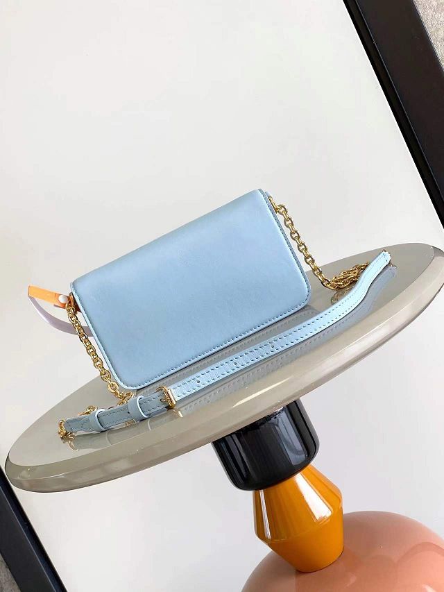 Louis vuitton original calfskin wallet on chain bloom M14547 blue