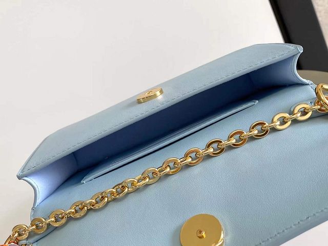 Louis vuitton original calfskin wallet on chain bloom M14547 blue