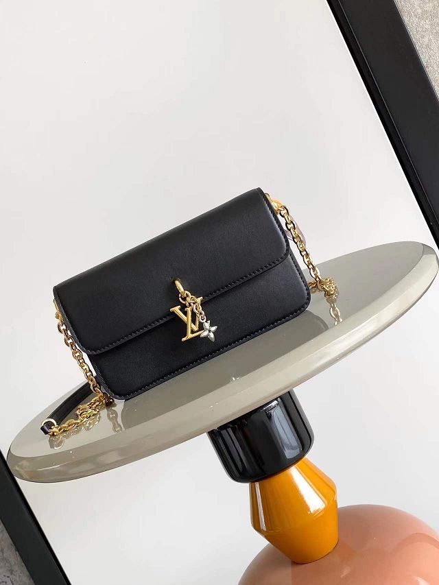 Louis vuitton original calfskin wallet on chain bloom M14564 black