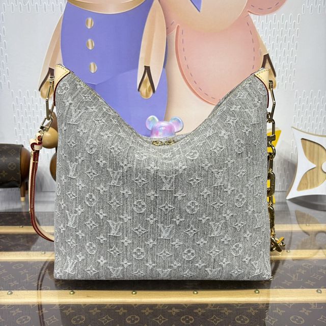 Louis vuitton original denim coussin hobo MM M13390 grey