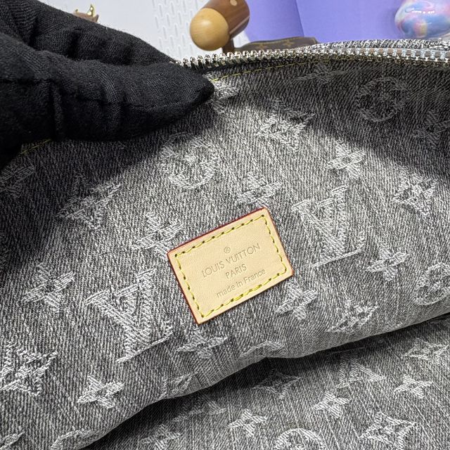 Louis vuitton original denim coussin hobo MM M13390 grey