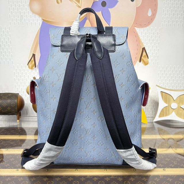 Louis vuitton original monogram canvas christopher backpack mm M14676 blue