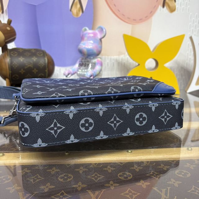 Louis vuitton original monogram canvas trio messenger bag M11592 blue