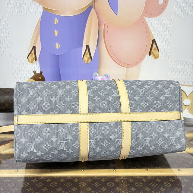 Louis vuitton original monogram denim keepall 45 M13748 grey