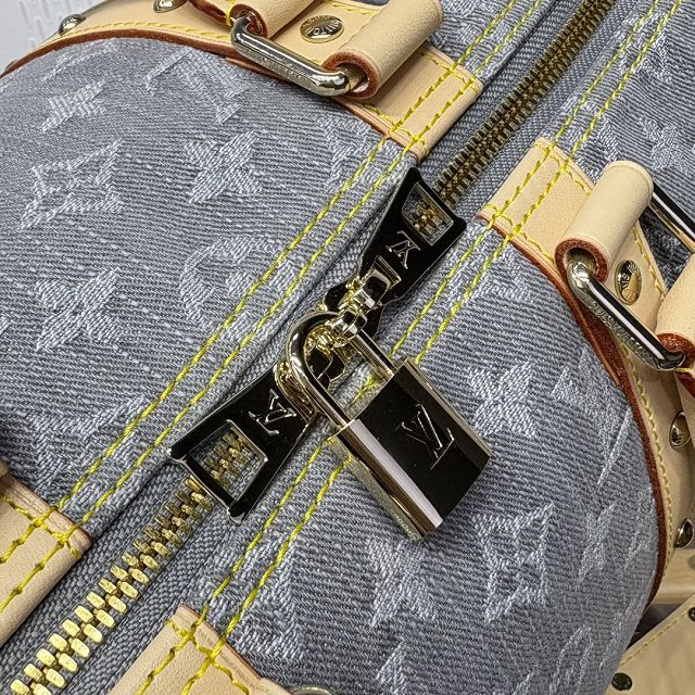 Louis vuitton original monogram denim keepall 45 M13748 grey