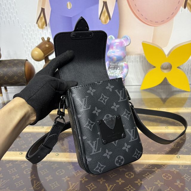 Louis vuitton original monogram eclipse s-lock vertical wearable wallet M82252