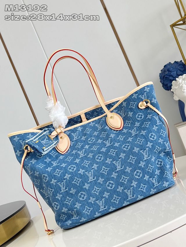 Louis vuitton original denim neverfull mm M13192 blue