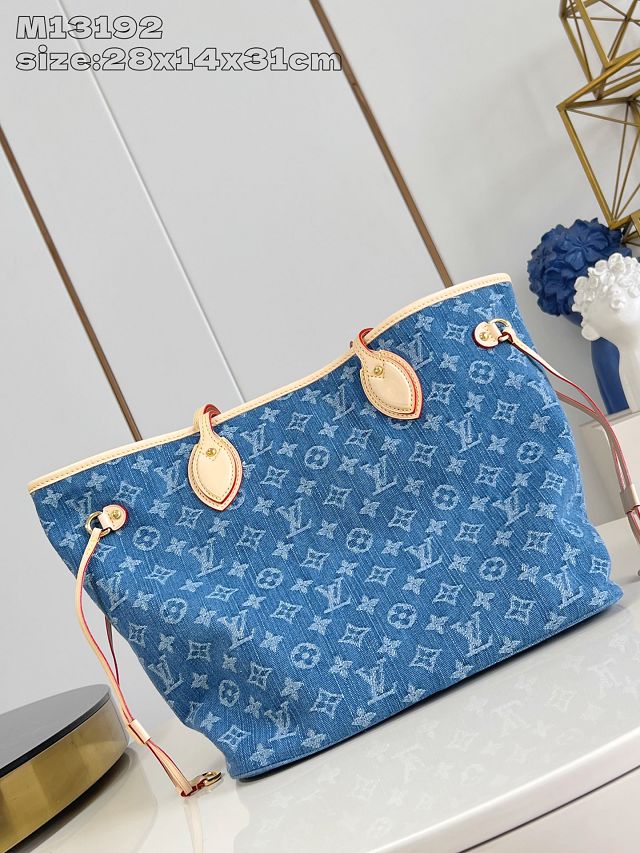 Louis vuitton original denim neverfull mm M13192 blue