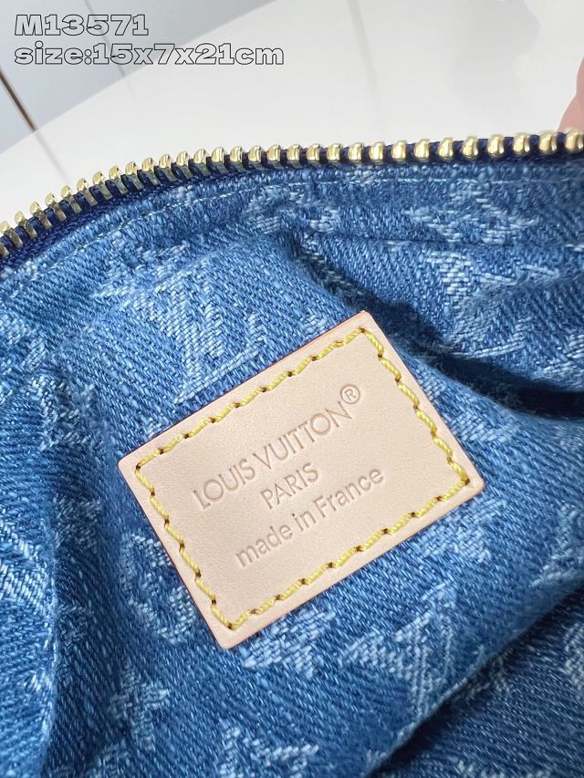 Louis vuitton original denim pochette valley handbag M13571 blue